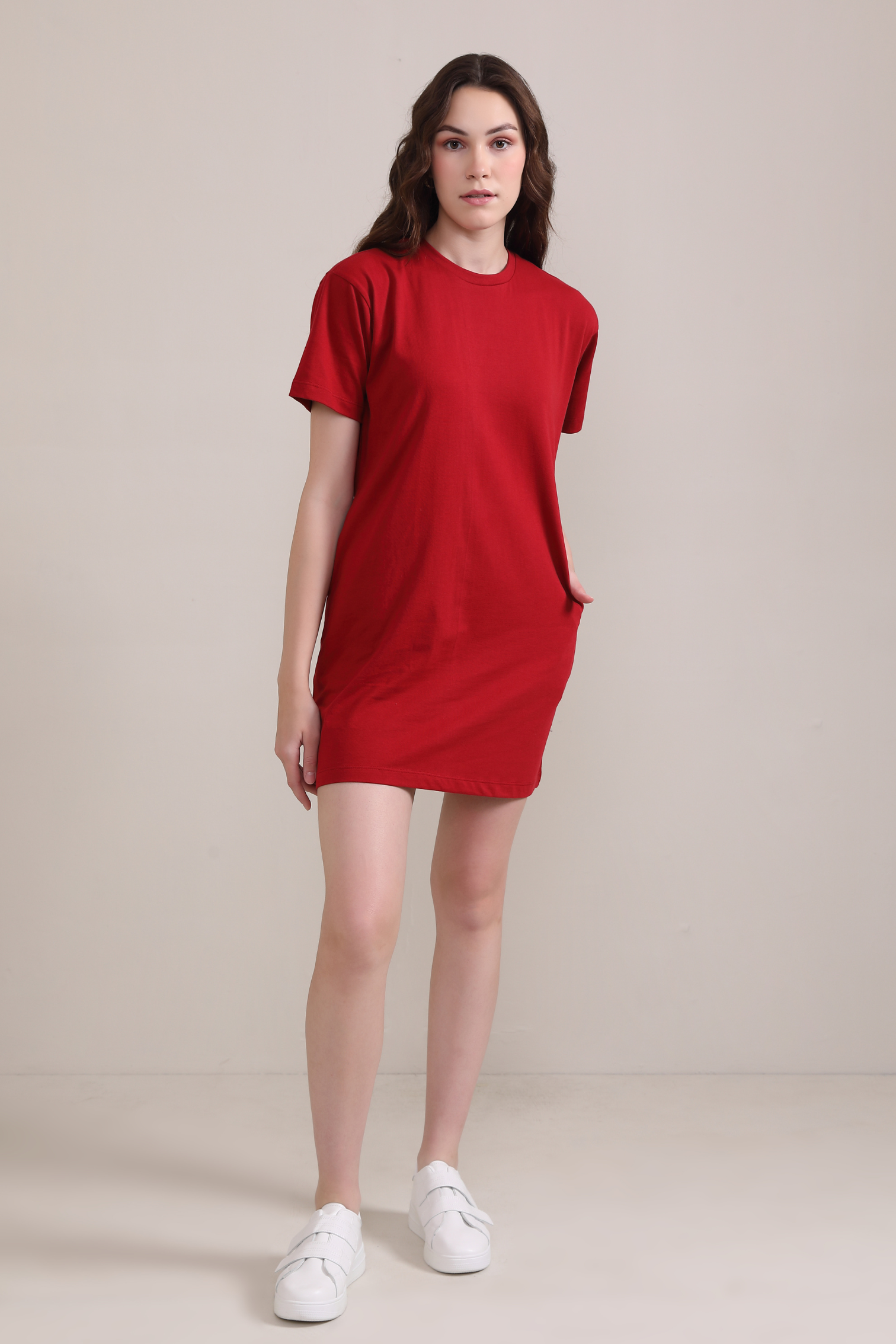 Crimson :Oversized T-shirt Dress: