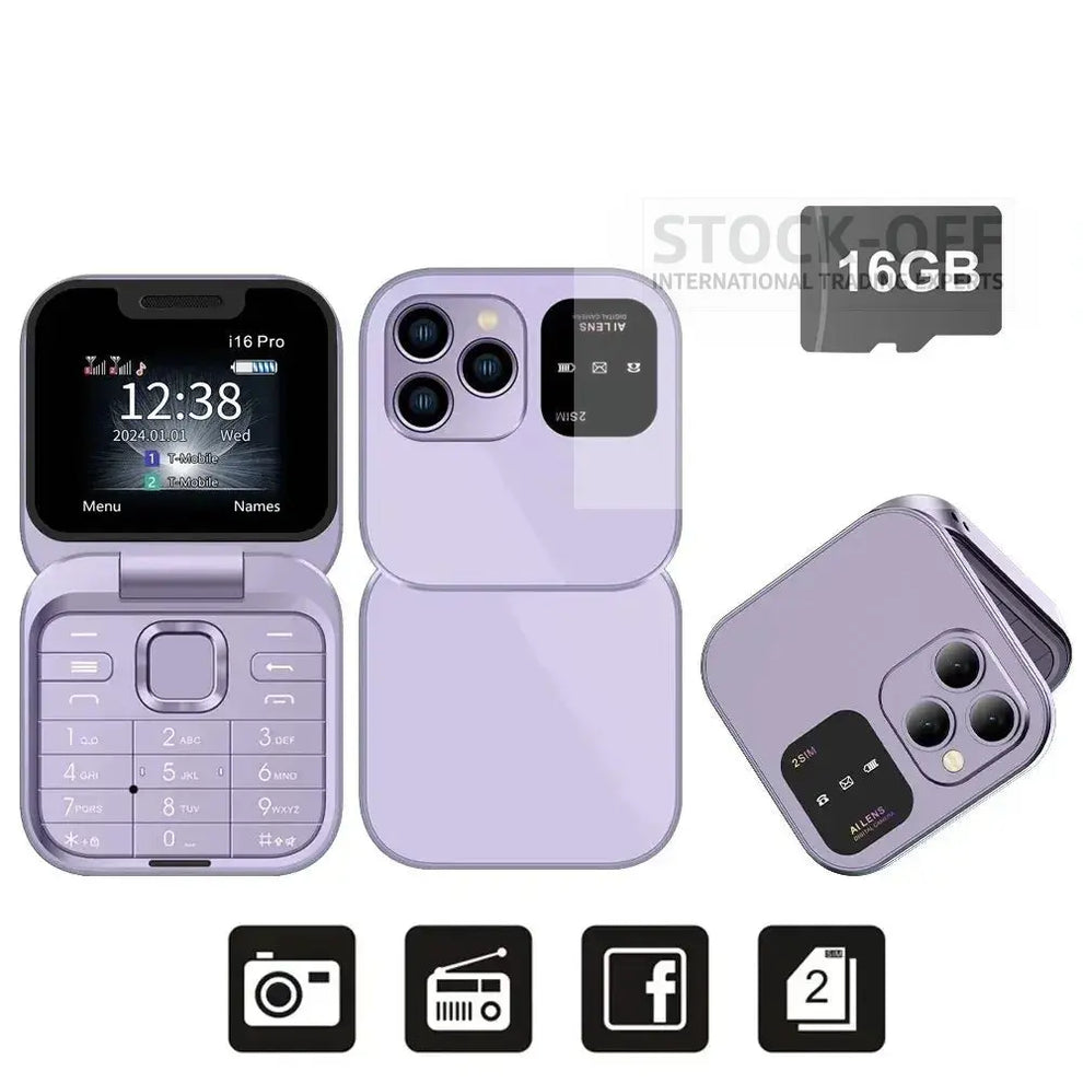 IPhone 16 Air Mini Flip Mobile Phone (16 GB Memory Card Free)