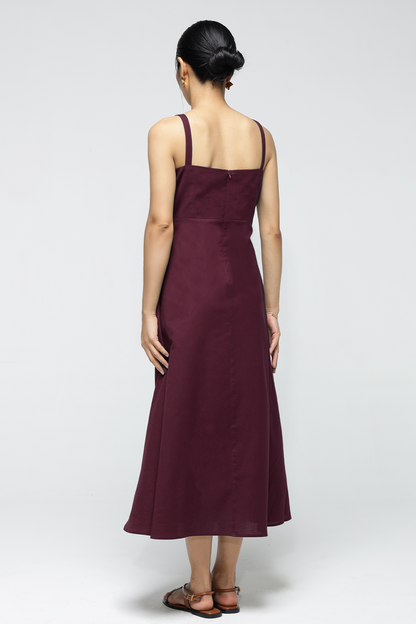 Fiora Linen Dress : Merlot