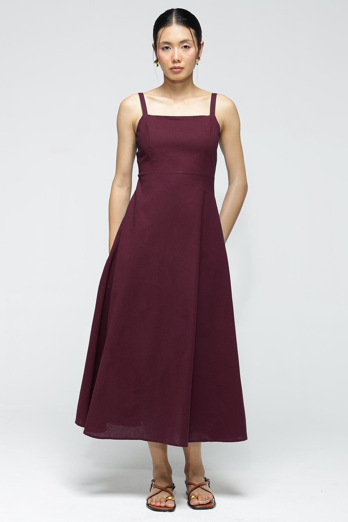 Fiora Linen Dress : Merlot
