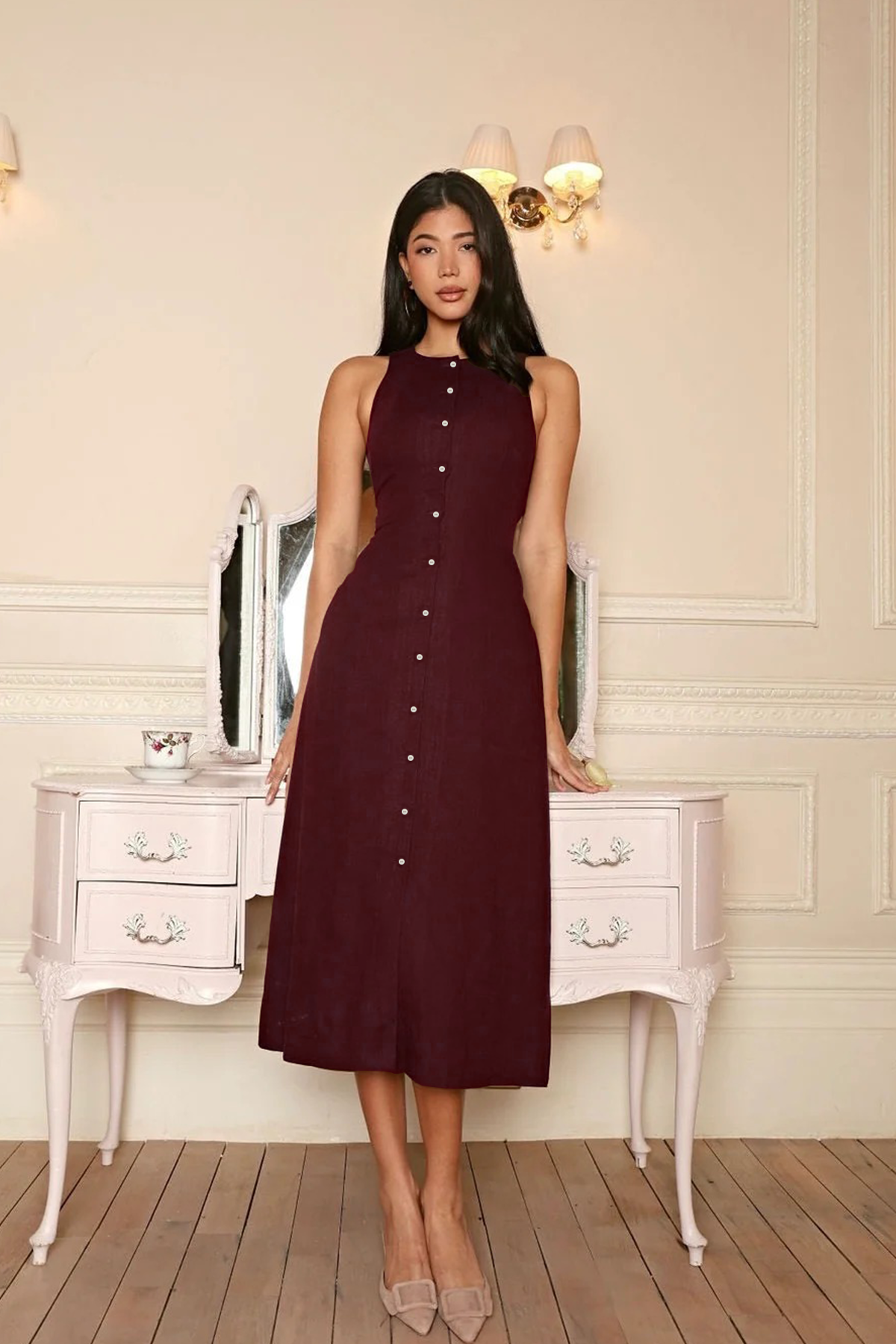 Jeany Shirt Dress : Merlot