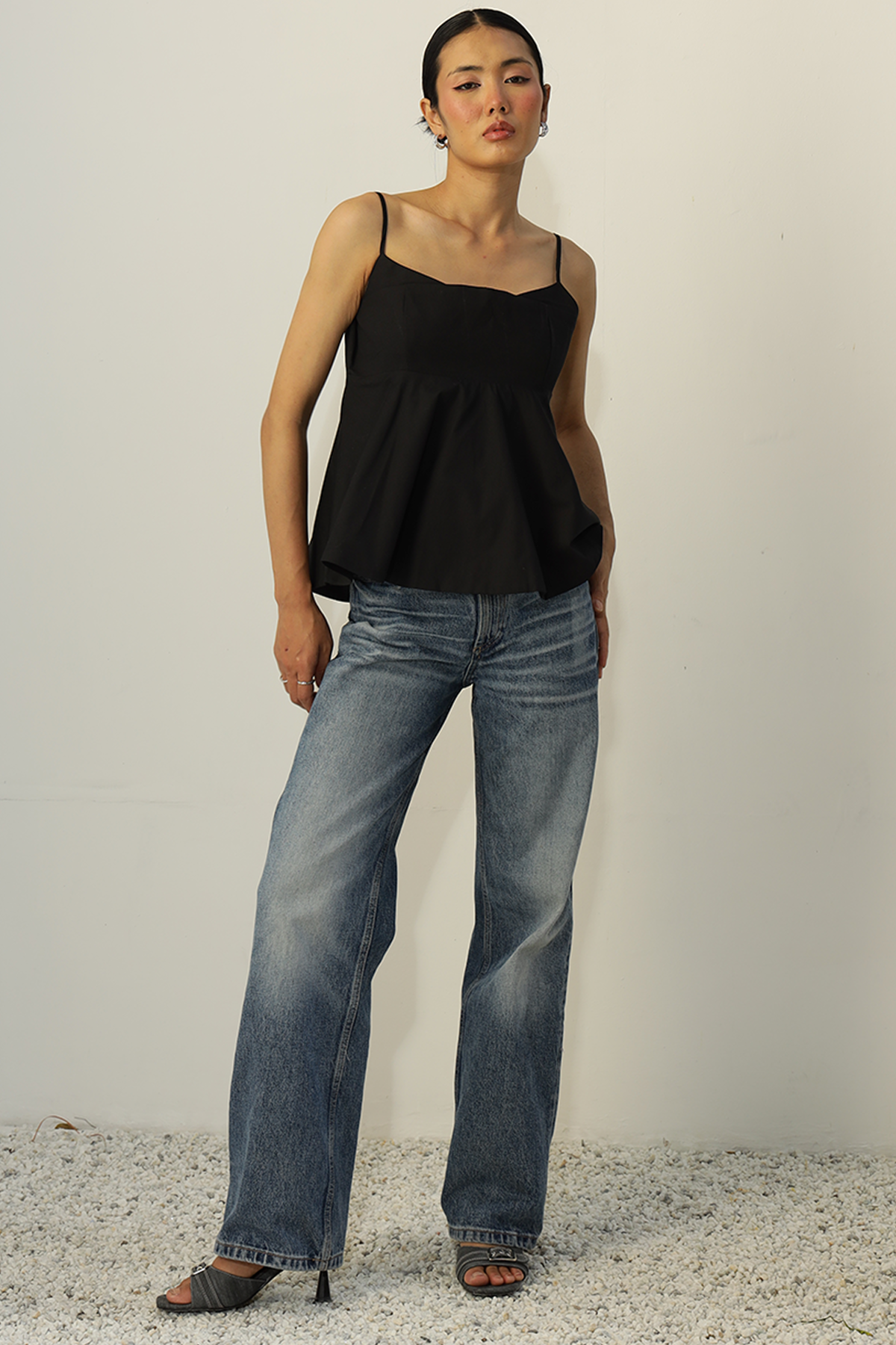 Tefi Peplum Top : Black