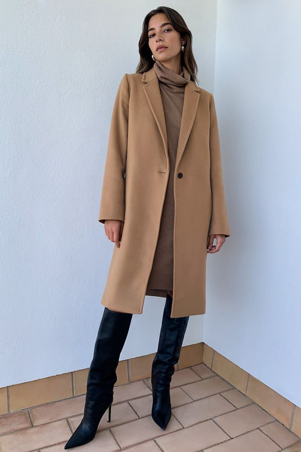 Camel - Wool Blend Long Coat