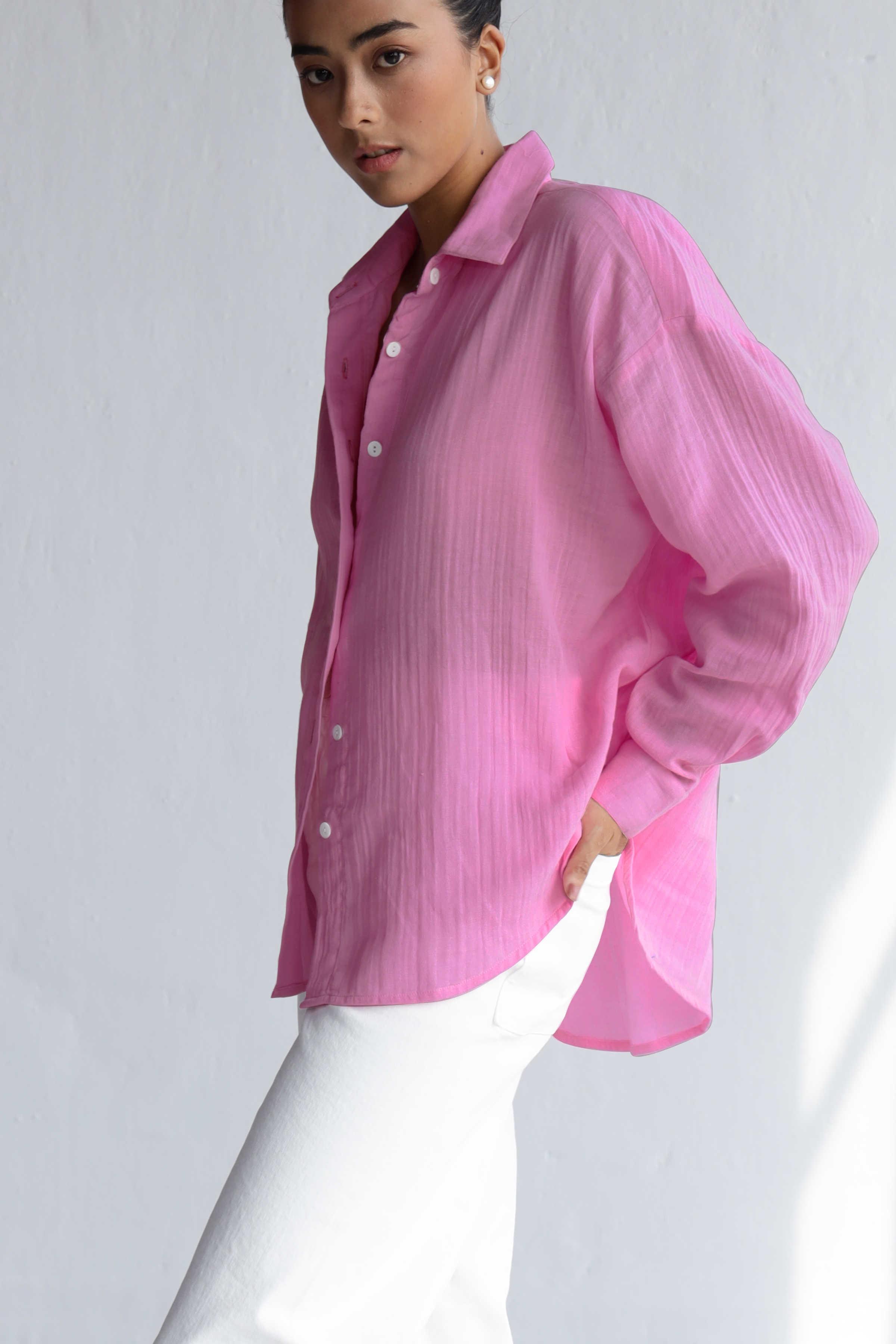 Andy Oversized Shirt-Blush Pink