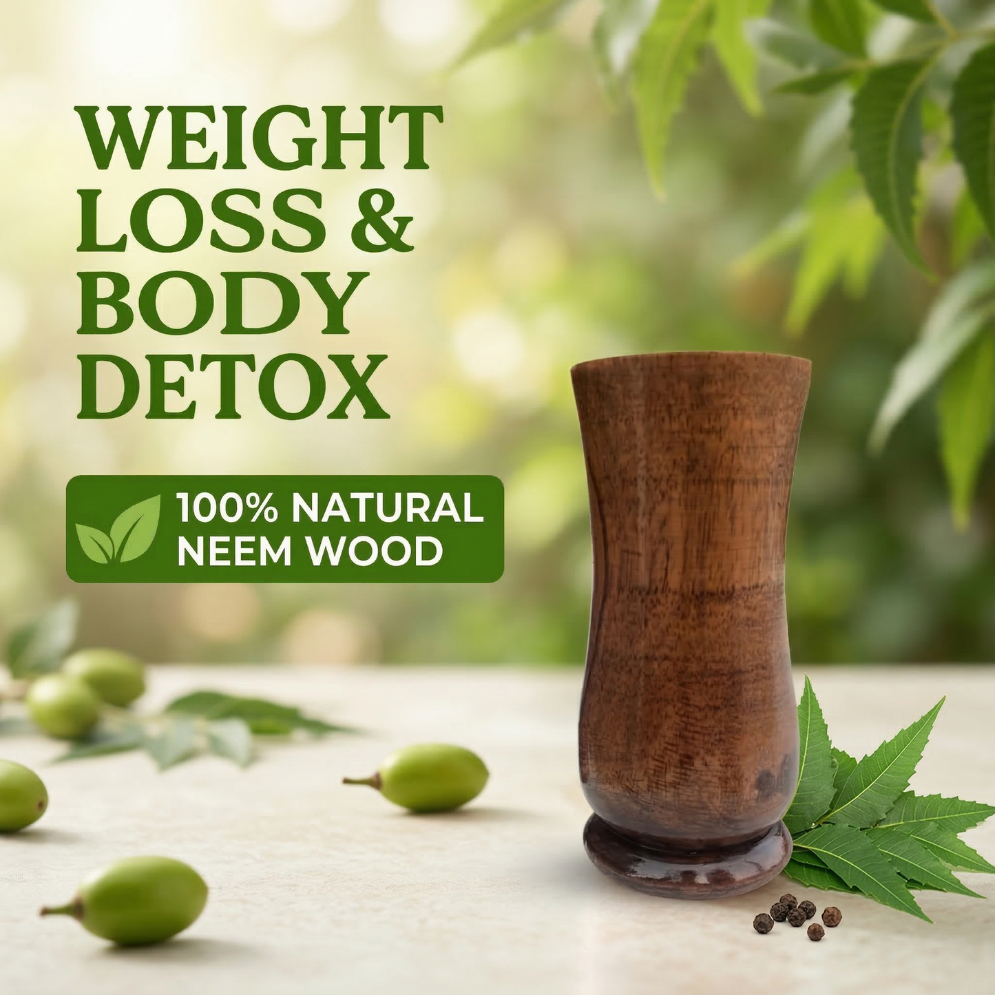 Weight Loss and Body Detox Wooden Water Glass.(Pack Of 2)